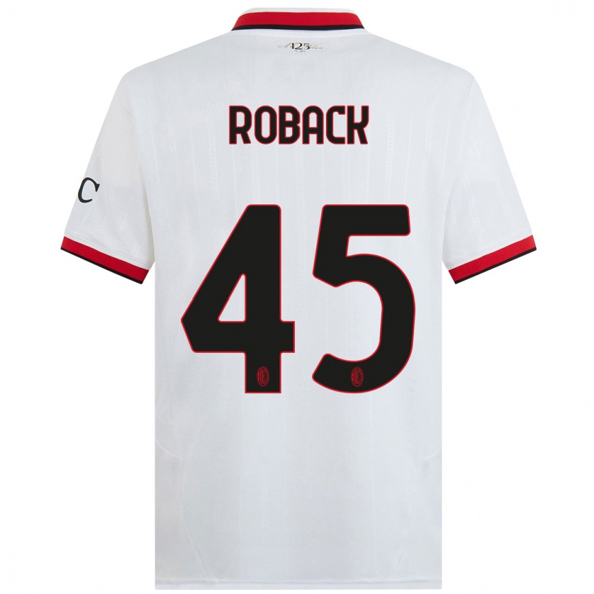 Férfi Labdarúgás Emil Roback #45 Fehér Fekete Piros Idegenbeli Jersey 2024/25 Mez Póló Ing