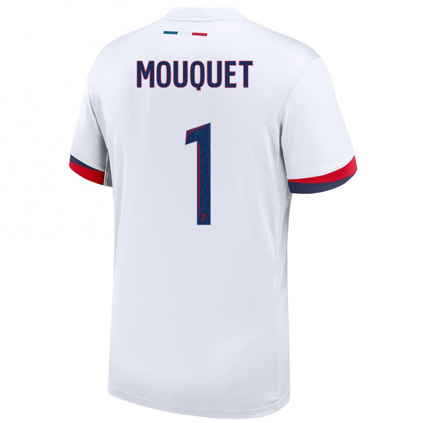 Férfi Labdarúgás Louis Mouquet #1 Fehér Kék Piros Idegenbeli Jersey 2024/25 Mez Póló Ing