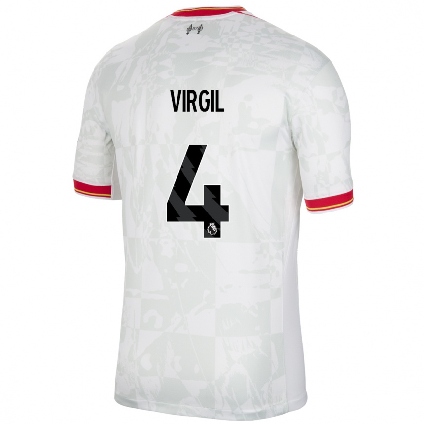 Férfi Labdarúgás Virgil Van Dijk #4 Fehér Piros Fekete Harmadik Számú Jersey 2024/25 Mez Póló Ing