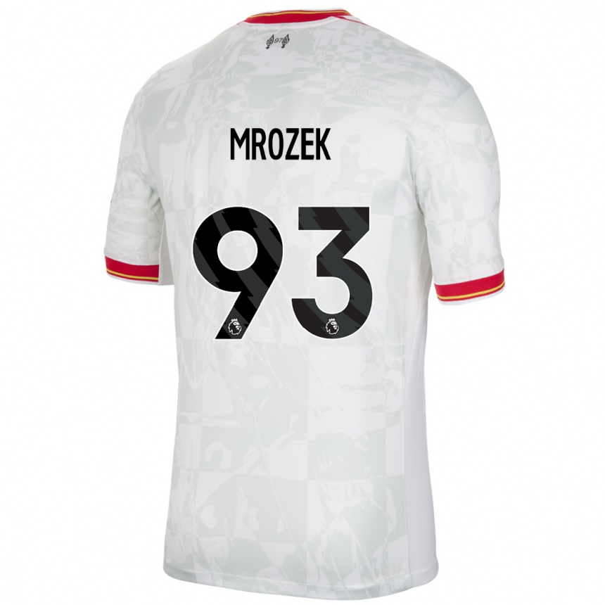 Férfi Labdarúgás Fabian Mrozek #93 Fehér Piros Fekete Harmadik Számú Jersey 2024/25 Mez Póló Ing