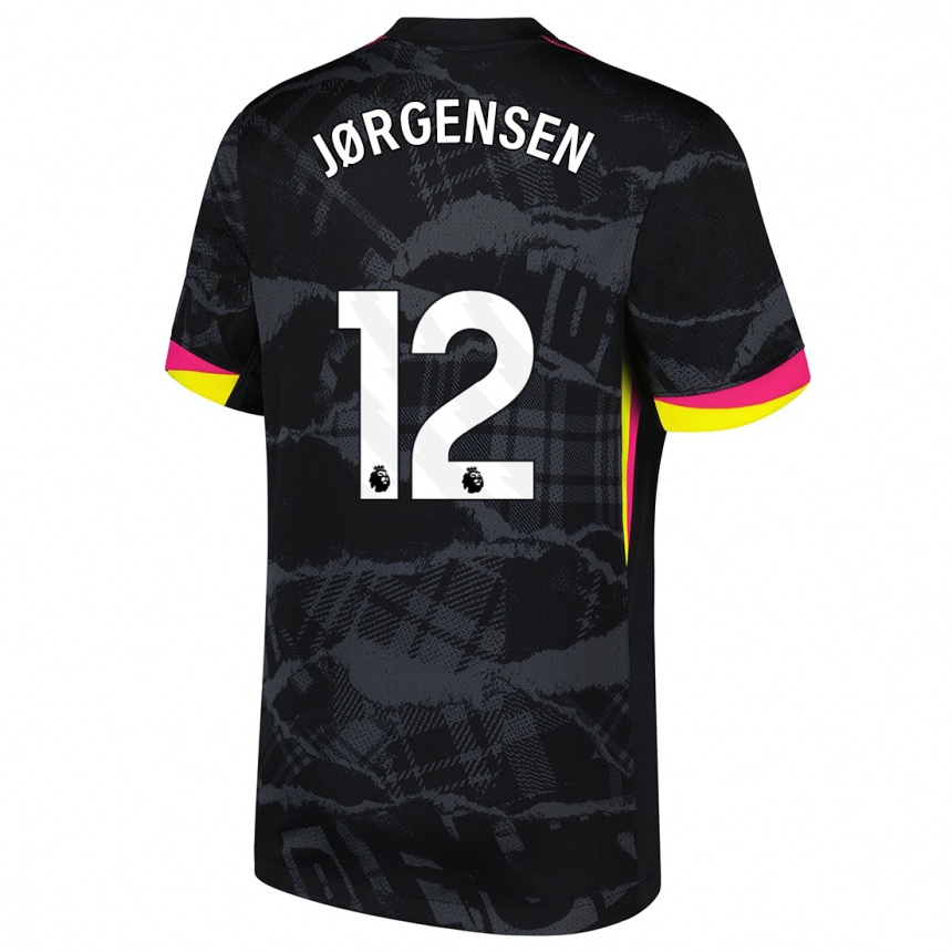 Férfi Labdarúgás Filip Jørgensen #12 Fekete Rózsaszín Harmadik Számú Jersey 2024/25 Mez Póló Ing