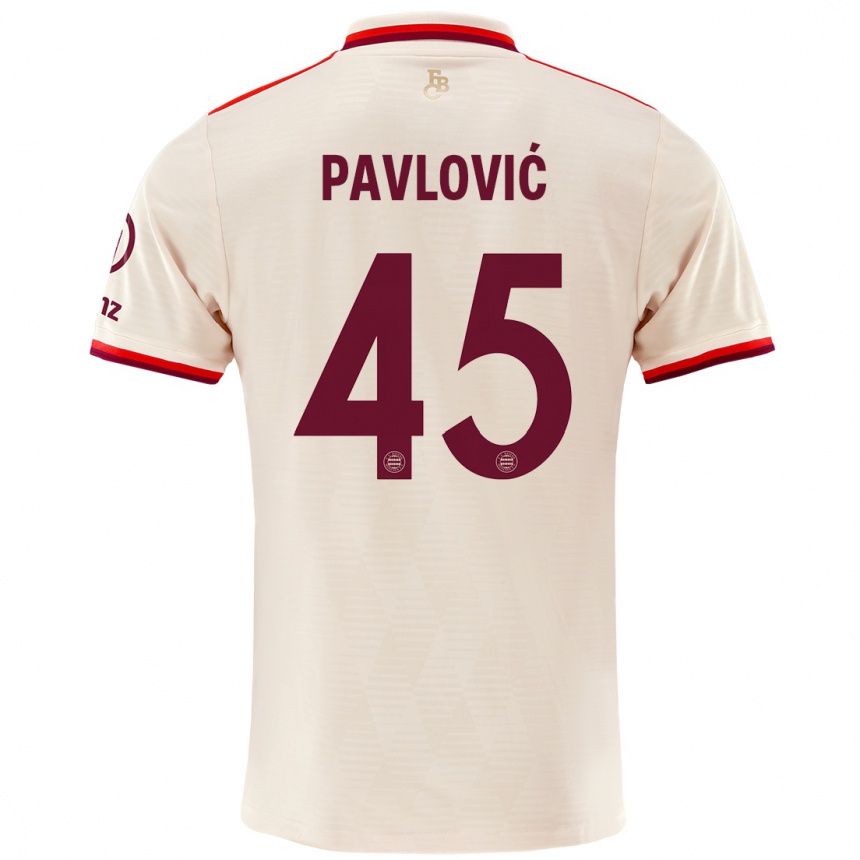 Férfi Labdarúgás Aleksandar Pavlovic #45 Vászon Harmadik Számú Jersey 2024/25 Mez Póló Ing