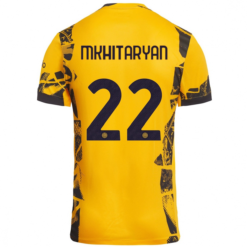 Férfi Labdarúgás Henrikh Mkhitaryan #22 Arany Fekete Harmadik Számú Jersey 2024/25 Mez Póló Ing