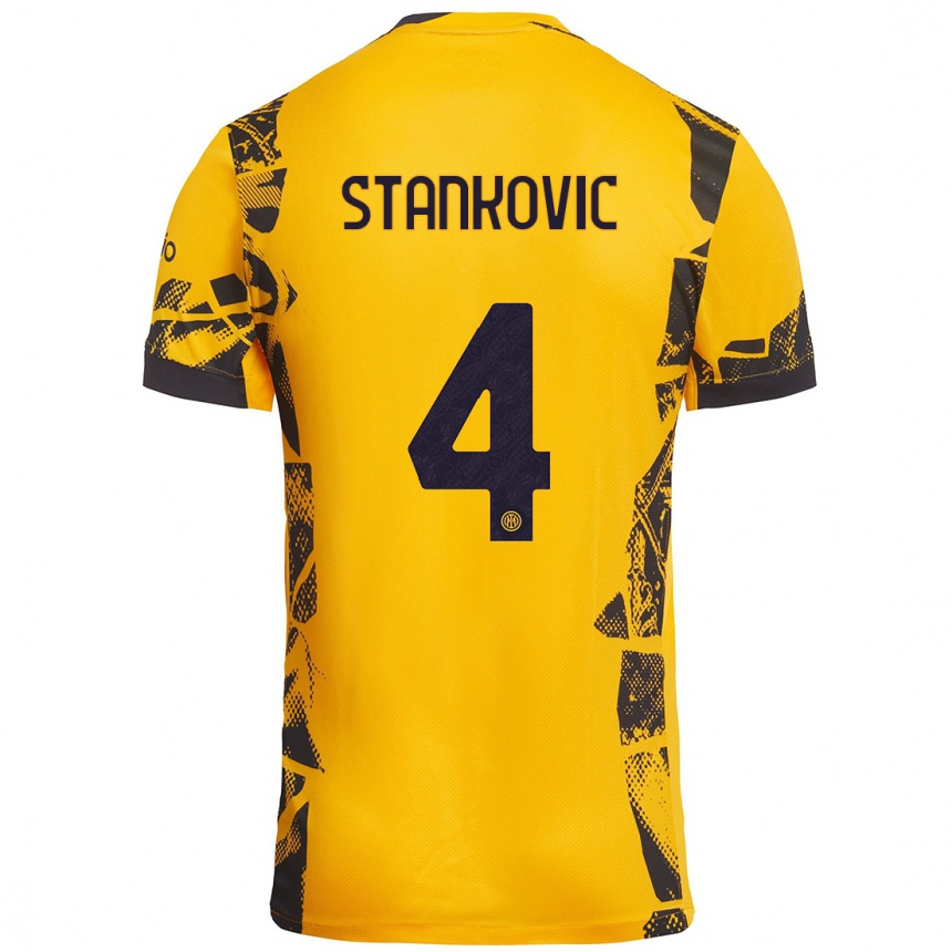 Férfi Labdarúgás Aleksandar Stankovic #4 Arany Fekete Harmadik Számú Jersey 2024/25 Mez Póló Ing