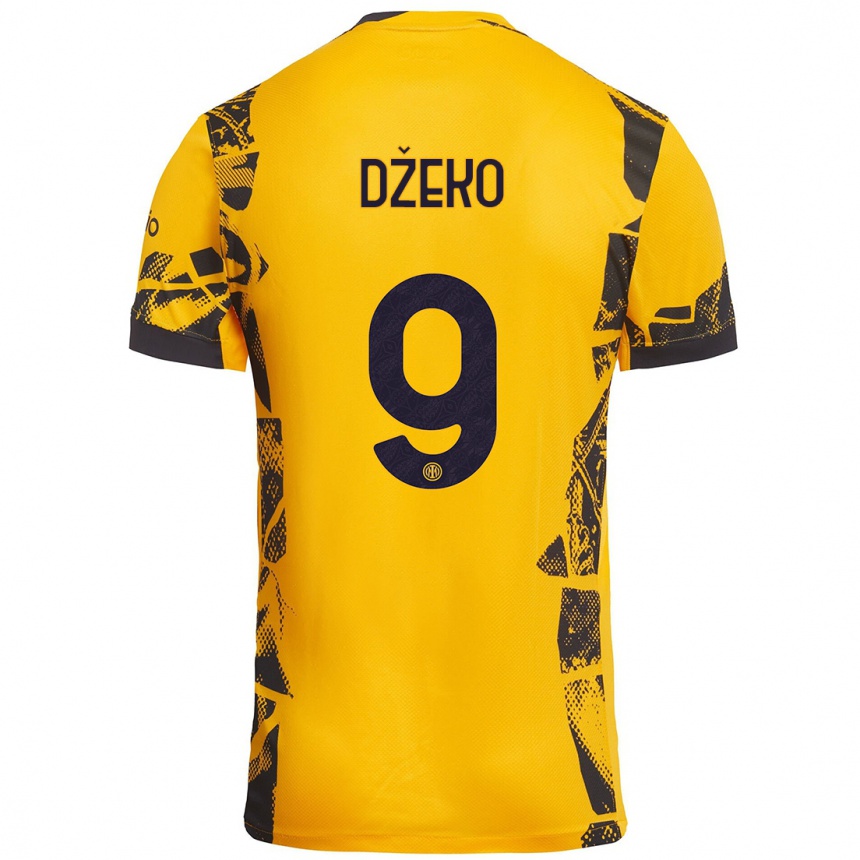 Férfi Labdarúgás Edin Dzeko #9 Arany Fekete Harmadik Számú Jersey 2024/25 Mez Póló Ing