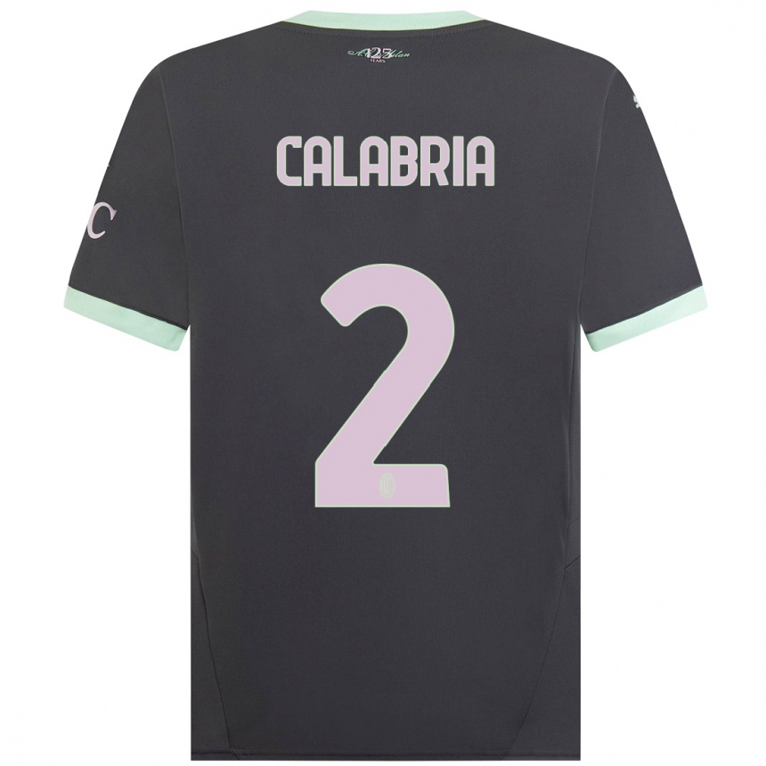 Férfi Labdarúgás Davide Calabria #2 Szürke Harmadik Számú Jersey 2024/25 Mez Póló Ing