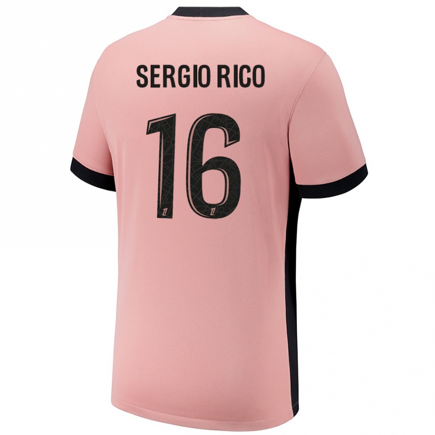 Férfi Labdarúgás Sergio Rico #16 Rozsda Rózsaszín Harmadik Számú Jersey 2024/25 Mez Póló Ing