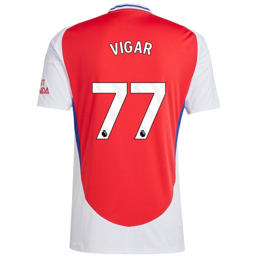 Női Labdarúgás Billy Vigar #77 Piros Fehér Hazai Jersey 2024/25 Mez Póló Ing