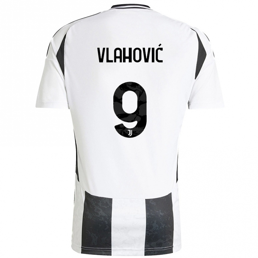 Női Labdarúgás Dusan Vlahovic #9 Fehér Fekete Hazai Jersey 2024/25 Mez Póló Ing