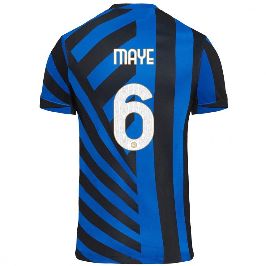 Női Labdarúgás Yvan Maye #6 Kék Fekete Hazai Jersey 2024/25 Mez Póló Ing