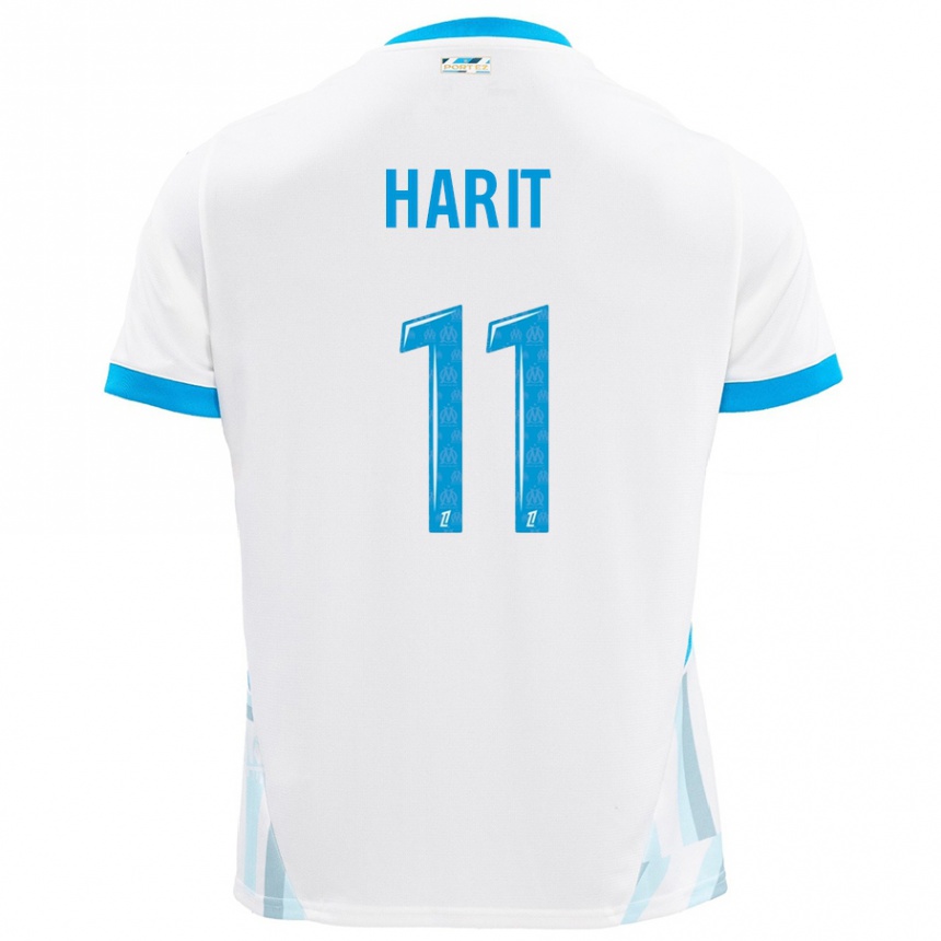 Női Labdarúgás Amine Harit #11 Fehér Ég Kék Hazai Jersey 2024/25 Mez Póló Ing