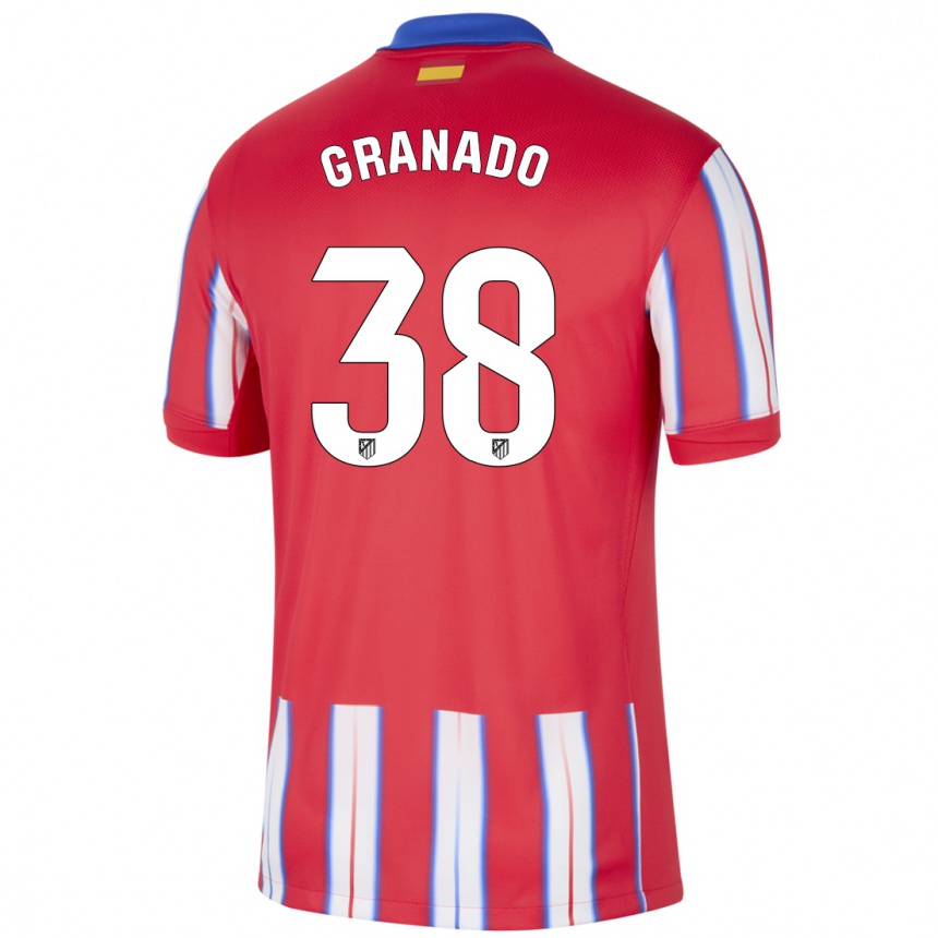 Női Labdarúgás Adrian Granado #38 Piros Fehér Kék Hazai Jersey 2024/25 Mez Póló Ing