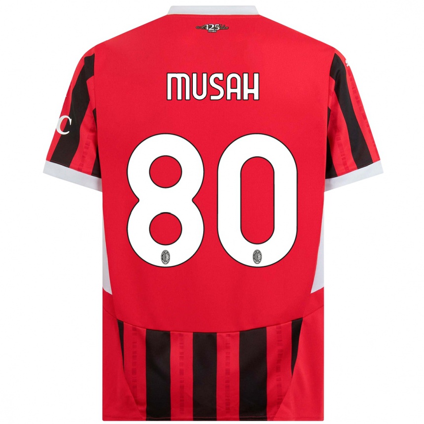 Női Labdarúgás Yunus Musah #80 Piros Fekete Hazai Jersey 2024/25 Mez Póló Ing