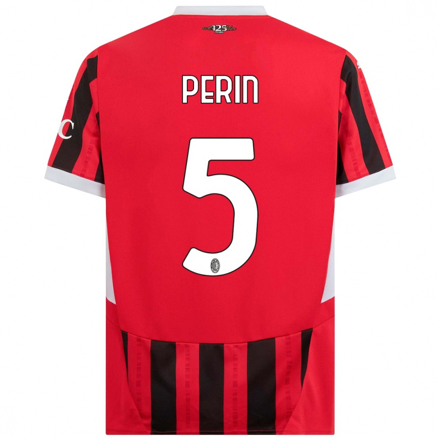 Női Labdarúgás Ernesto Perin #5 Piros Fekete Hazai Jersey 2024/25 Mez Póló Ing