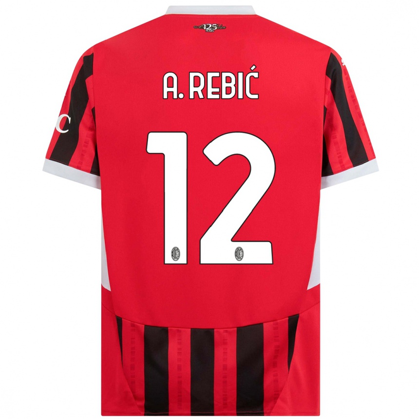 Női Labdarúgás Ante Rebic #12 Piros Fekete Hazai Jersey 2024/25 Mez Póló Ing