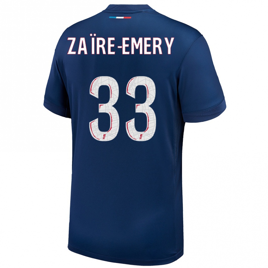 Női Labdarúgás Warren Zaire Emery #33 Sötétkék Fehér Hazai Jersey 2024/25 Mez Póló Ing