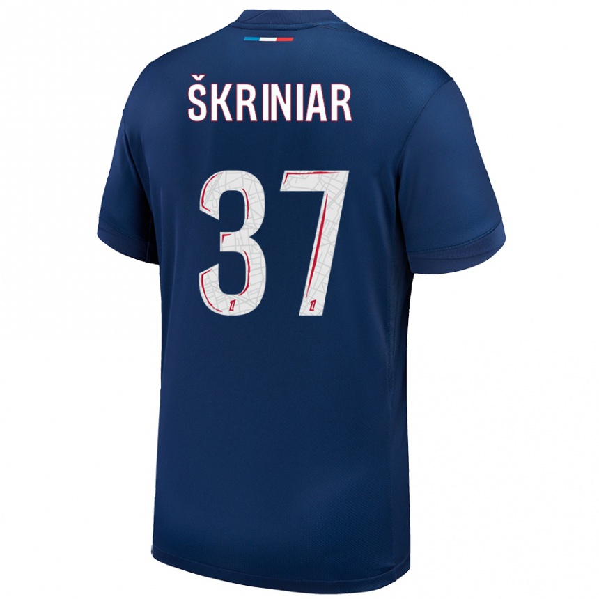 Női Labdarúgás Milan Skriniar #37 Sötétkék Fehér Hazai Jersey 2024/25 Mez Póló Ing