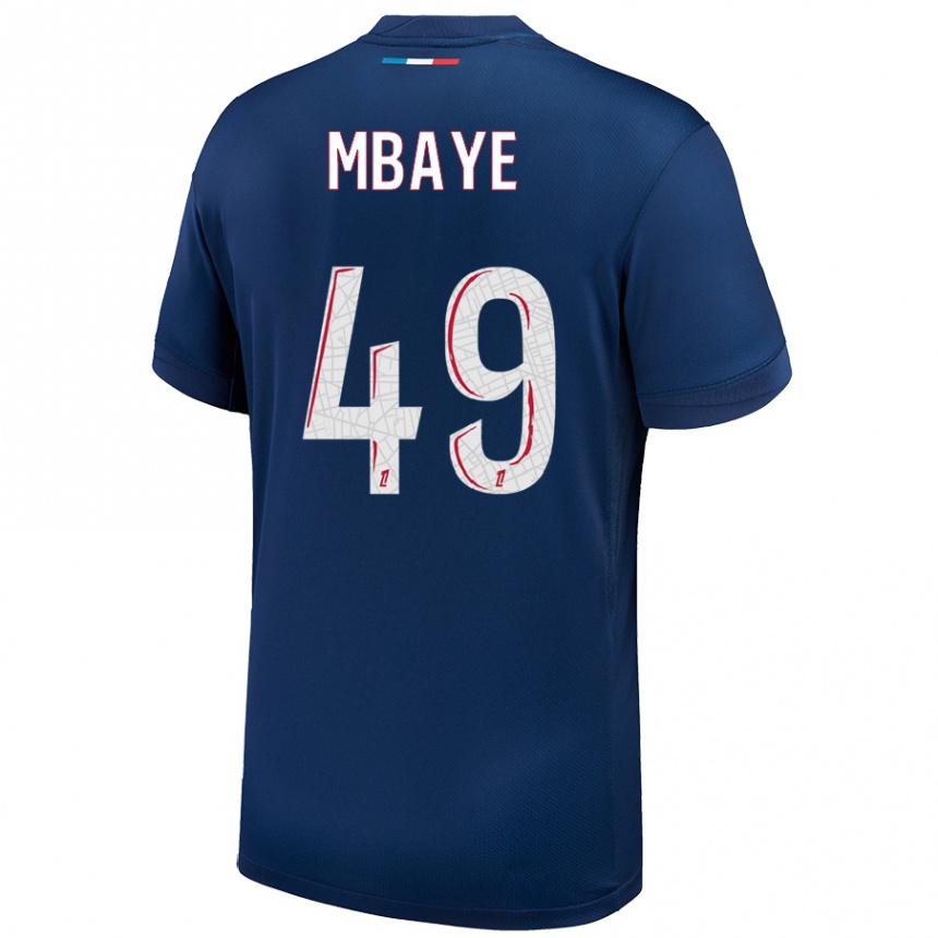 Női Labdarúgás Ibrahim Mbaye #49 Sötétkék Fehér Hazai Jersey 2024/25 Mez Póló Ing