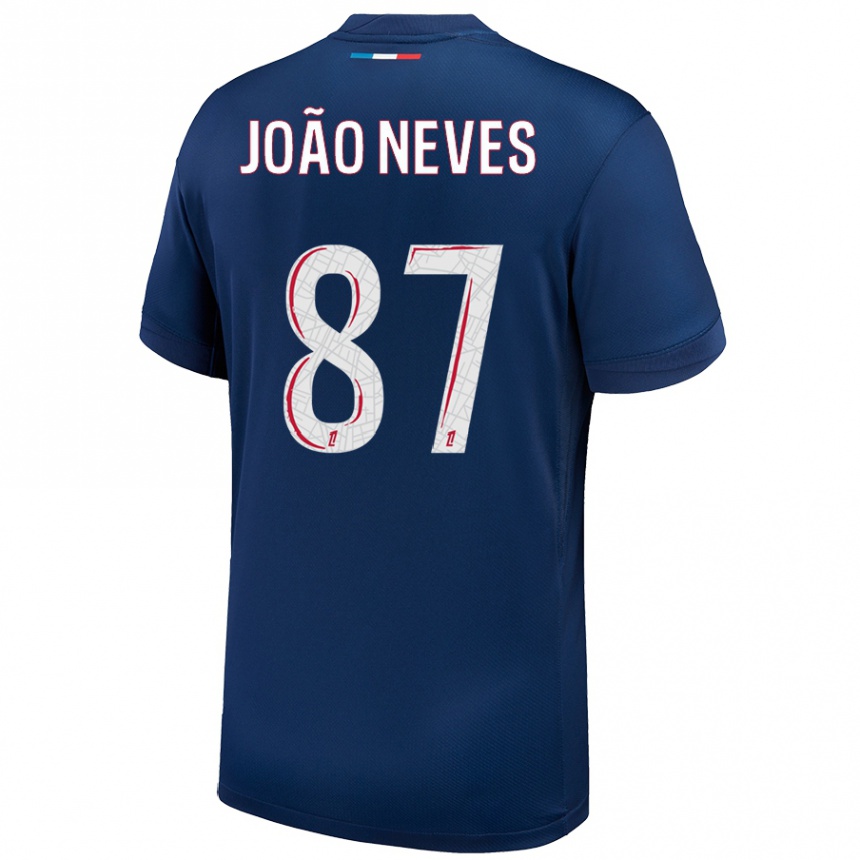 Női Labdarúgás João Neves #87 Sötétkék Fehér Hazai Jersey 2024/25 Mez Póló Ing