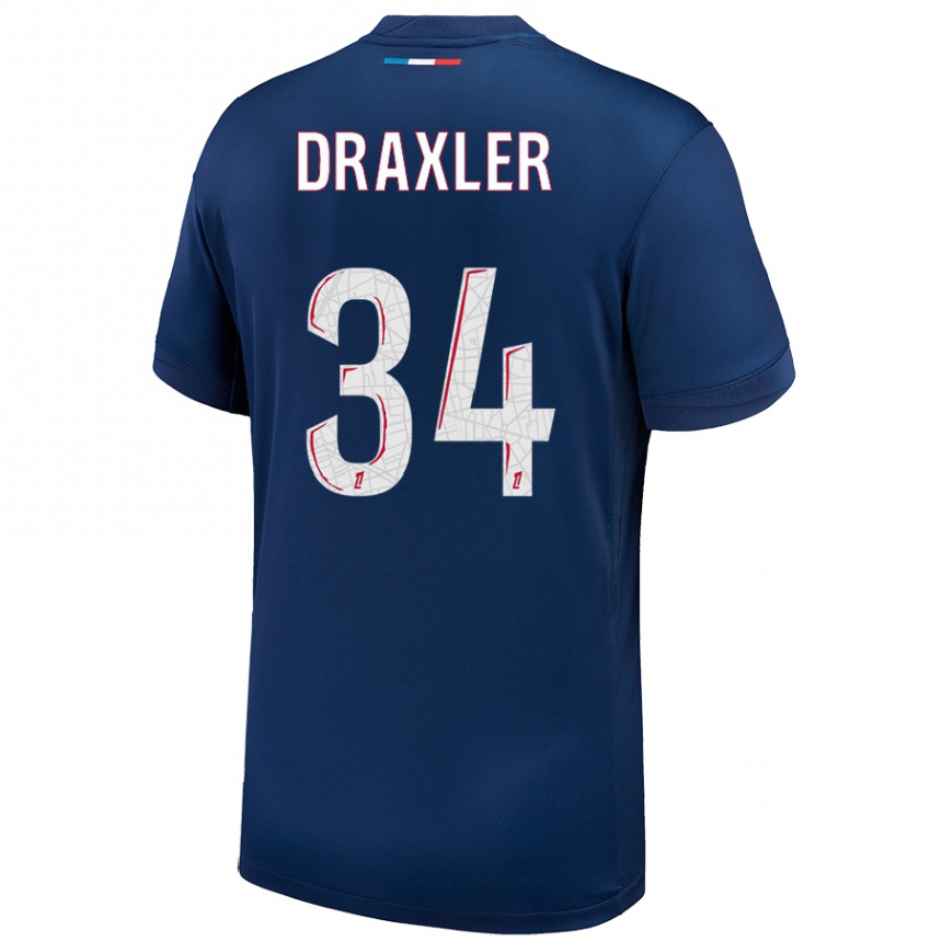 Női Labdarúgás Julian Draxler #34 Sötétkék Fehér Hazai Jersey 2024/25 Mez Póló Ing