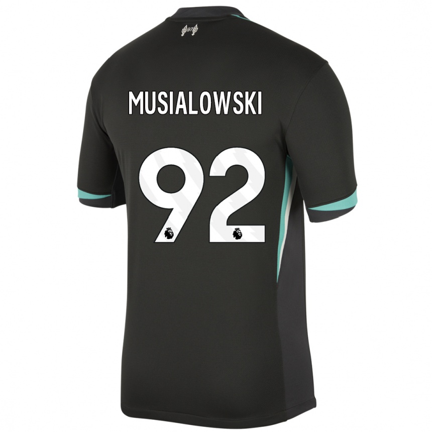 Női Labdarúgás Mateusz Musialowski #92 Fekete Antracit Fehér Idegenbeli Jersey 2024/25 Mez Póló Ing