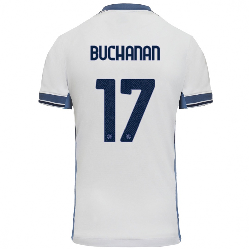 Női Labdarúgás Tajon Buchanan #17 Fehér Szürke Idegenbeli Jersey 2024/25 Mez Póló Ing