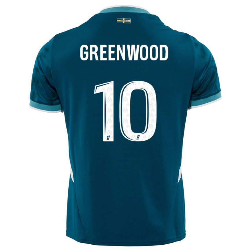 Női Labdarúgás Mason Greenwood #10 Türkizkék Idegenbeli Jersey 2024/25 Mez Póló Ing