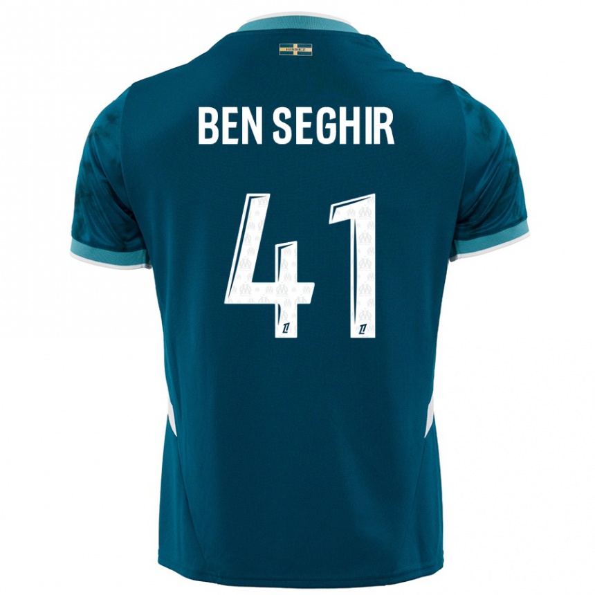 Női Labdarúgás Salim Ben Seghir #41 Türkizkék Idegenbeli Jersey 2024/25 Mez Póló Ing