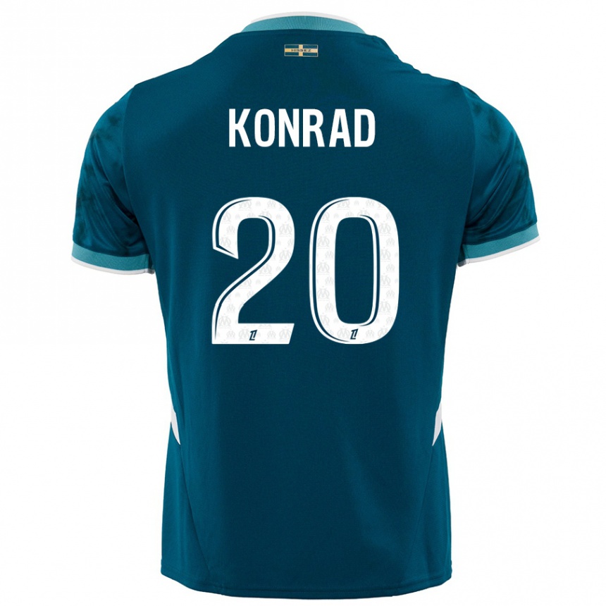 Női Labdarúgás Konrad De La Fuente #20 Türkizkék Idegenbeli Jersey 2024/25 Mez Póló Ing