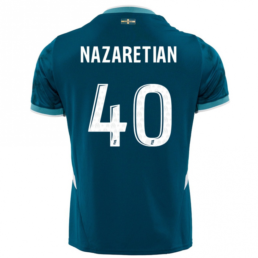 Női Labdarúgás Manuel Nazaretian #40 Türkizkék Idegenbeli Jersey 2024/25 Mez Póló Ing