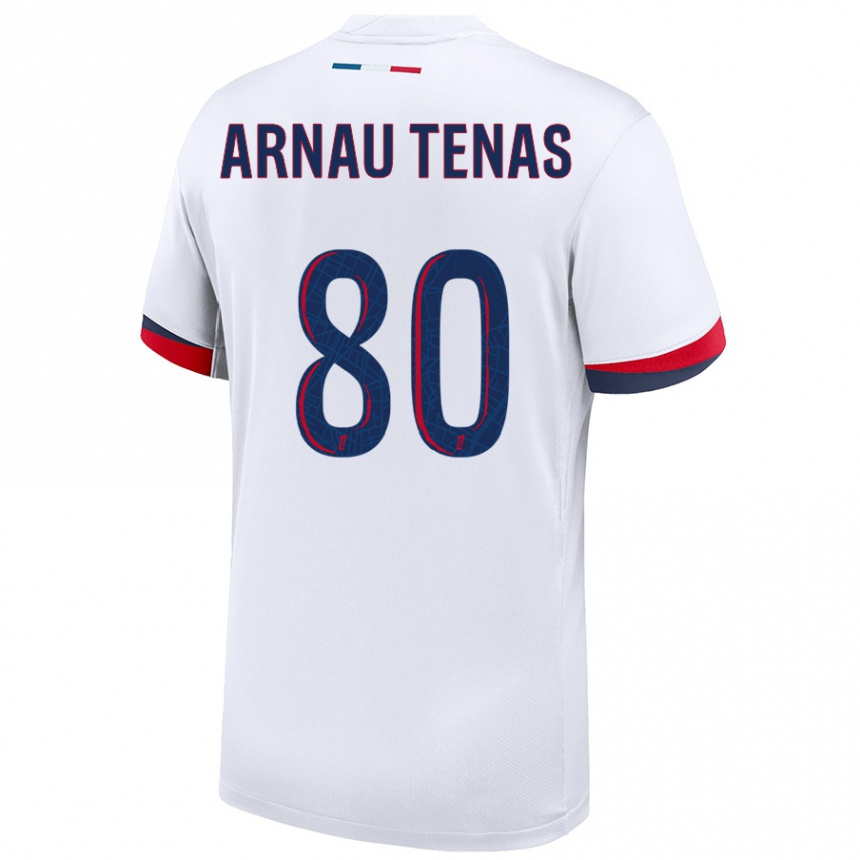 Női Labdarúgás Arnau Tenas #80 Fehér Kék Piros Idegenbeli Jersey 2024/25 Mez Póló Ing