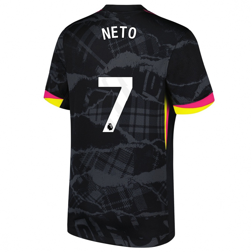 Női Labdarúgás Pedro Neto #7 Fekete Rózsaszín Harmadik Számú Jersey 2024/25 Mez Póló Ing