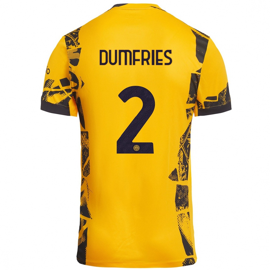 Női Labdarúgás Denzel Dumfries #2 Arany Fekete Harmadik Számú Jersey 2024/25 Mez Póló Ing