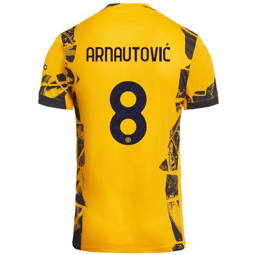 Női Labdarúgás Marko Arnautovic #8 Arany Fekete Harmadik Számú Jersey 2024/25 Mez Póló Ing