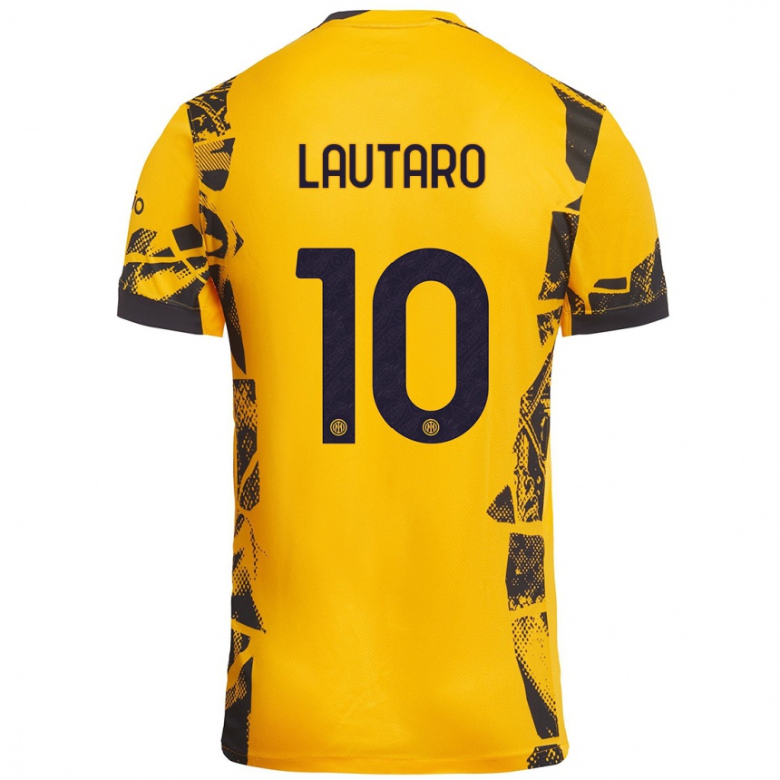 Női Labdarúgás Lautaro Martínez #10 Arany Fekete Harmadik Számú Jersey 2024/25 Mez Póló Ing