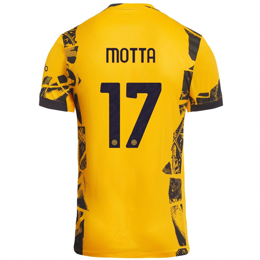 Női Labdarúgás Matteo Motta #17 Arany Fekete Harmadik Számú Jersey 2024/25 Mez Póló Ing