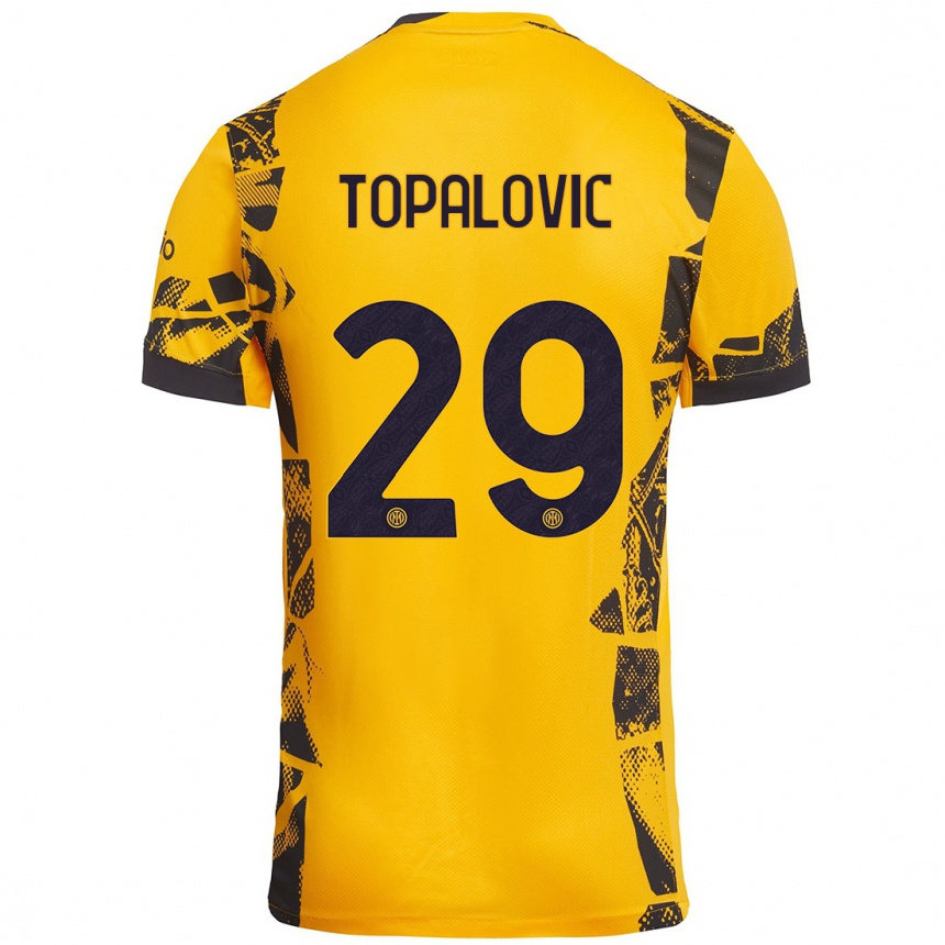 Női Labdarúgás Luka Topalovic #29 Arany Fekete Harmadik Számú Jersey 2024/25 Mez Póló Ing