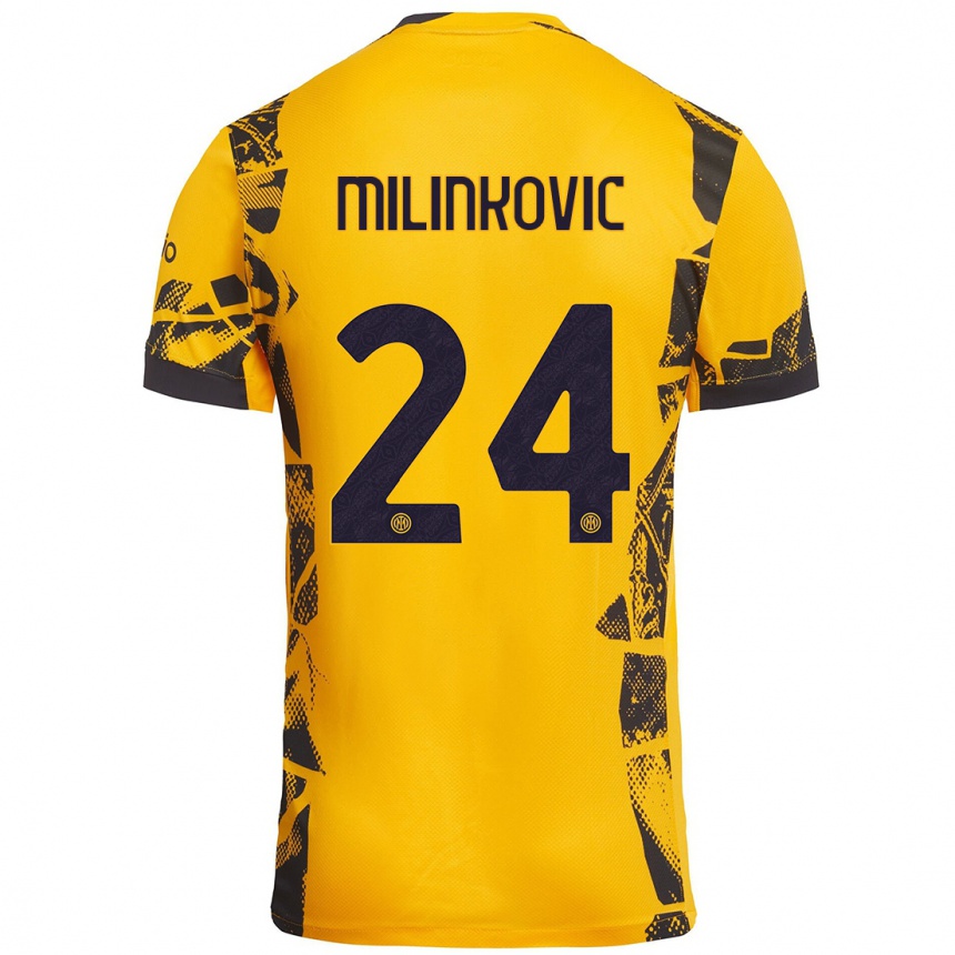 Női Labdarúgás Marija Milinković #24 Arany Fekete Harmadik Számú Jersey 2024/25 Mez Póló Ing