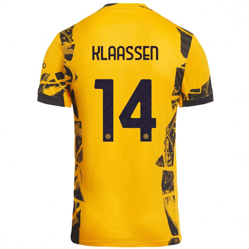 Női Labdarúgás Davy Klaassen #14 Arany Fekete Harmadik Számú Jersey 2024/25 Mez Póló Ing