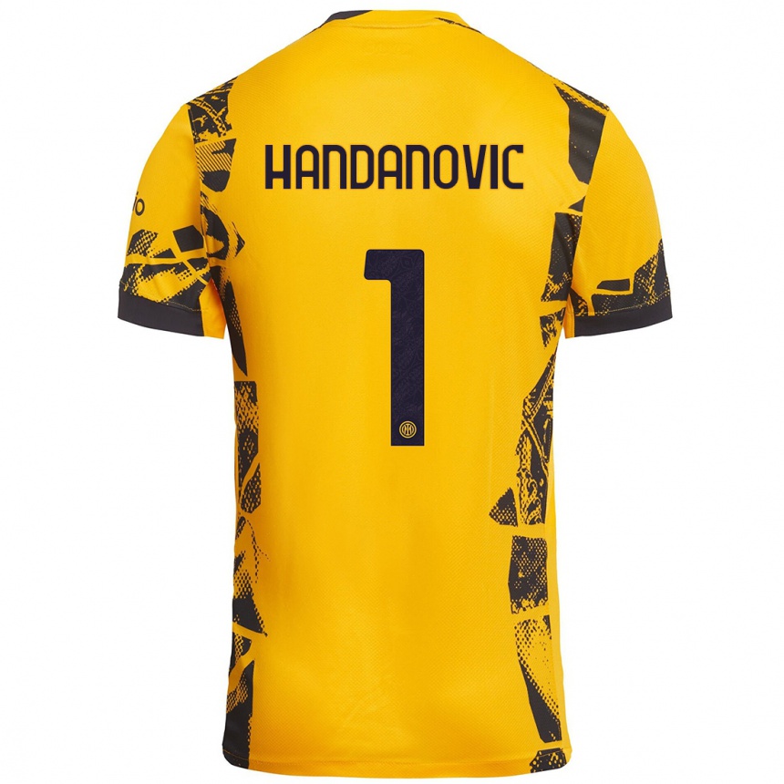 Női Labdarúgás Samir Handanovic #1 Arany Fekete Harmadik Számú Jersey 2024/25 Mez Póló Ing