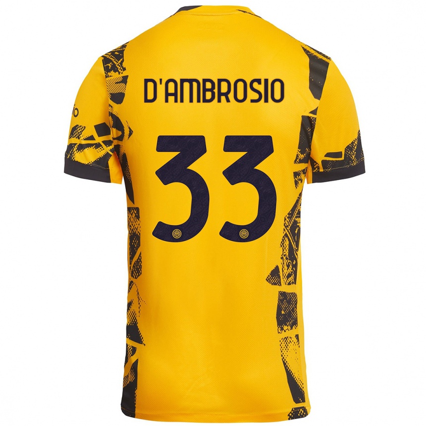 Női Labdarúgás Danilo D'ambrosio #33 Arany Fekete Harmadik Számú Jersey 2024/25 Mez Póló Ing