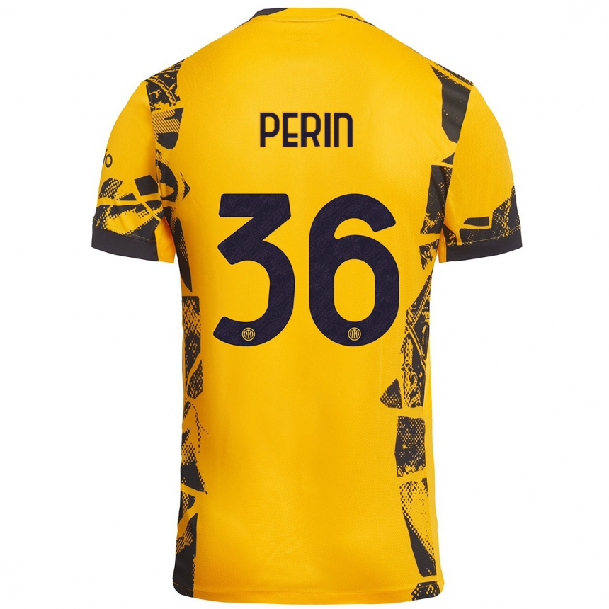 Női Labdarúgás Nicolo Perin #36 Arany Fekete Harmadik Számú Jersey 2024/25 Mez Póló Ing