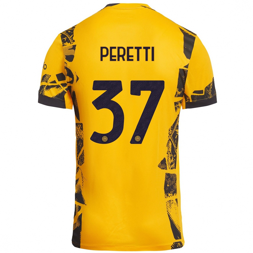 Női Labdarúgás Lorenzo Peretti #37 Arany Fekete Harmadik Számú Jersey 2024/25 Mez Póló Ing