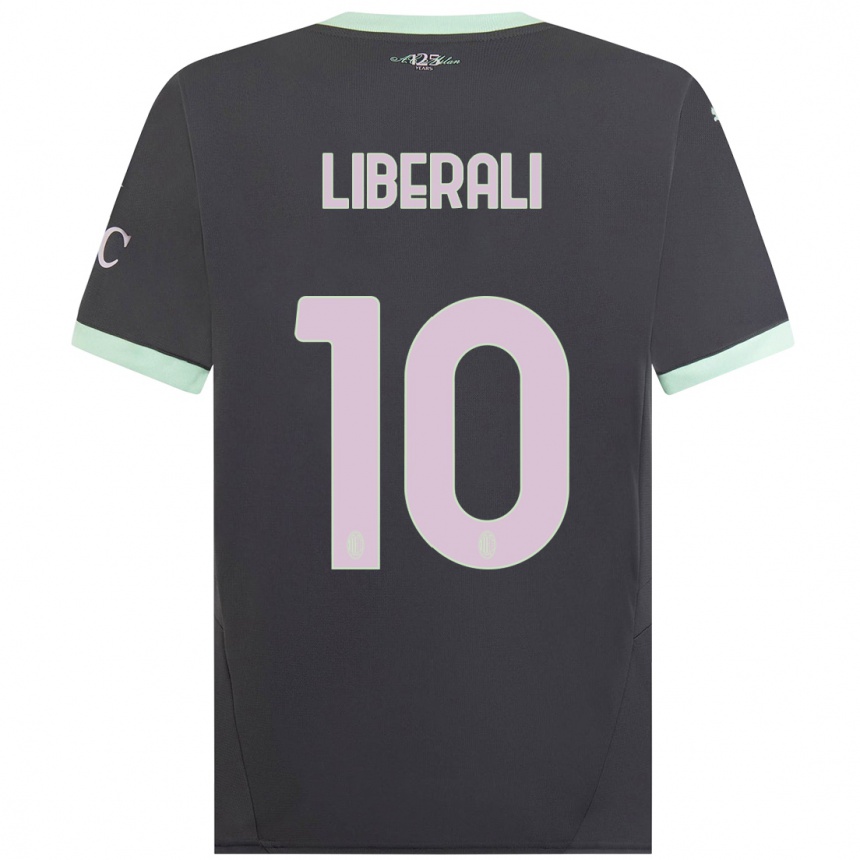 Női Labdarúgás Mattia Liberali #10 Szürke Harmadik Számú Jersey 2024/25 Mez Póló Ing