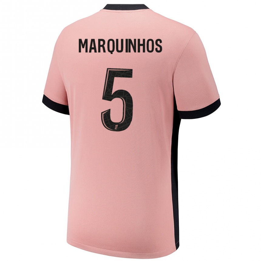 Női Labdarúgás Marquinhos #5 Rozsda Rózsaszín Harmadik Számú Jersey 2024/25 Mez Póló Ing