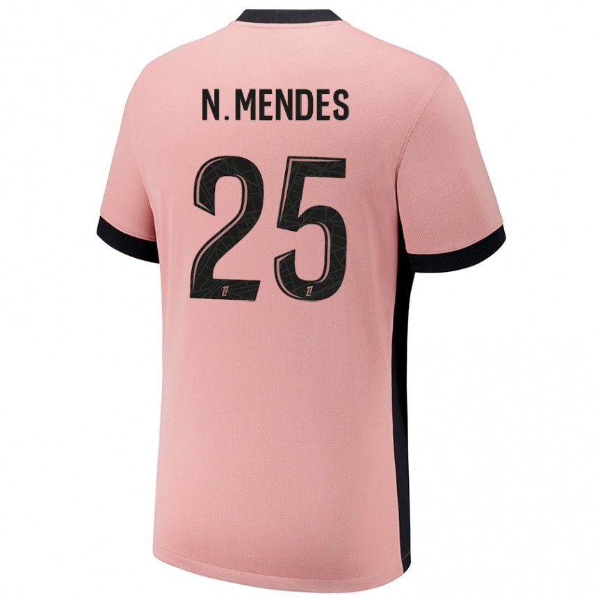 Női Labdarúgás Nuno Mendes #25 Rozsda Rózsaszín Harmadik Számú Jersey 2024/25 Mez Póló Ing