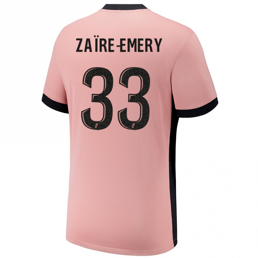 Női Labdarúgás Warren Zaire Emery #33 Rozsda Rózsaszín Harmadik Számú Jersey 2024/25 Mez Póló Ing