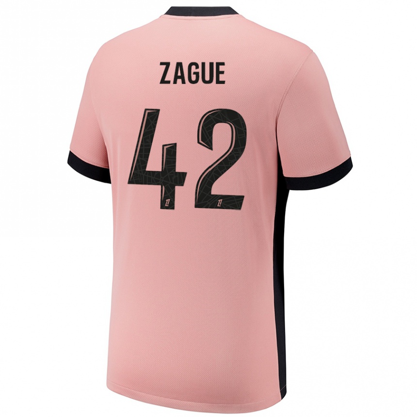 Női Labdarúgás Yoram Zague #42 Rozsda Rózsaszín Harmadik Számú Jersey 2024/25 Mez Póló Ing