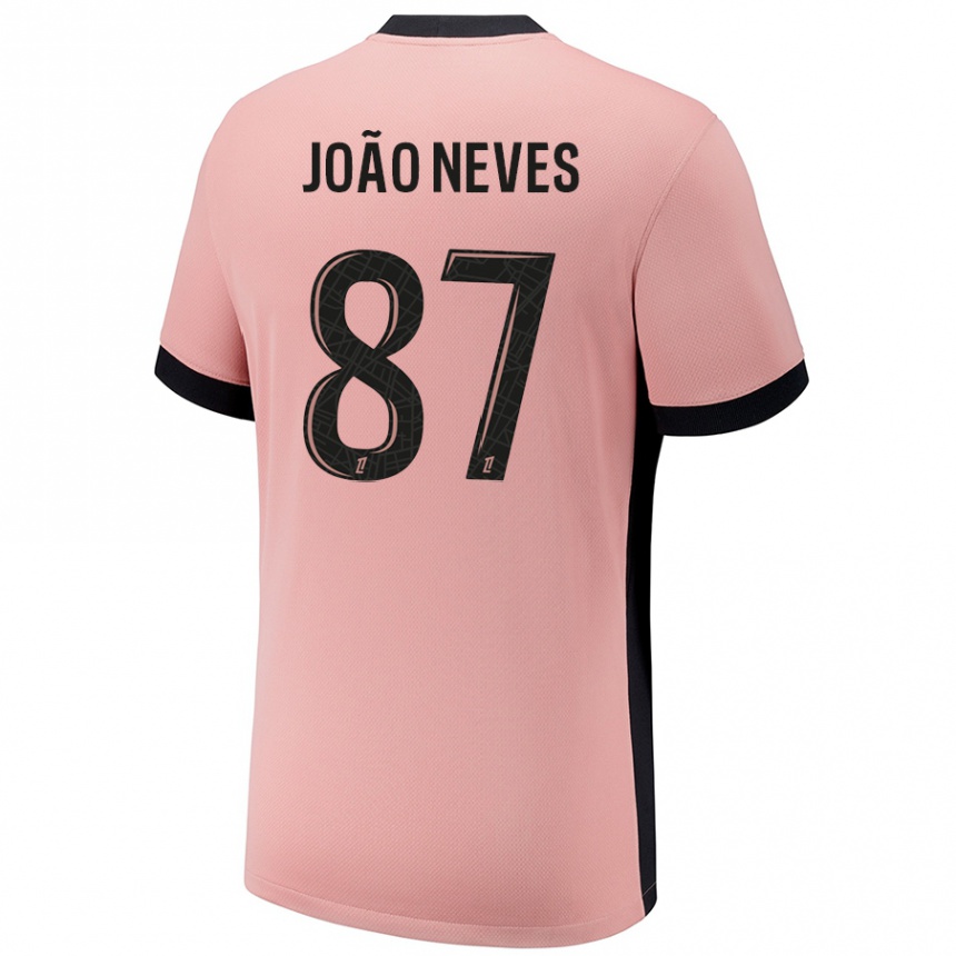 Női Labdarúgás João Neves #87 Rozsda Rózsaszín Harmadik Számú Jersey 2024/25 Mez Póló Ing