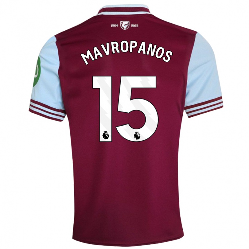 Gyermek Labdarúgás Konstantinos Mavropanos #15 Sötétvörös Hazai Jersey 2024/25 Mez Póló Ing